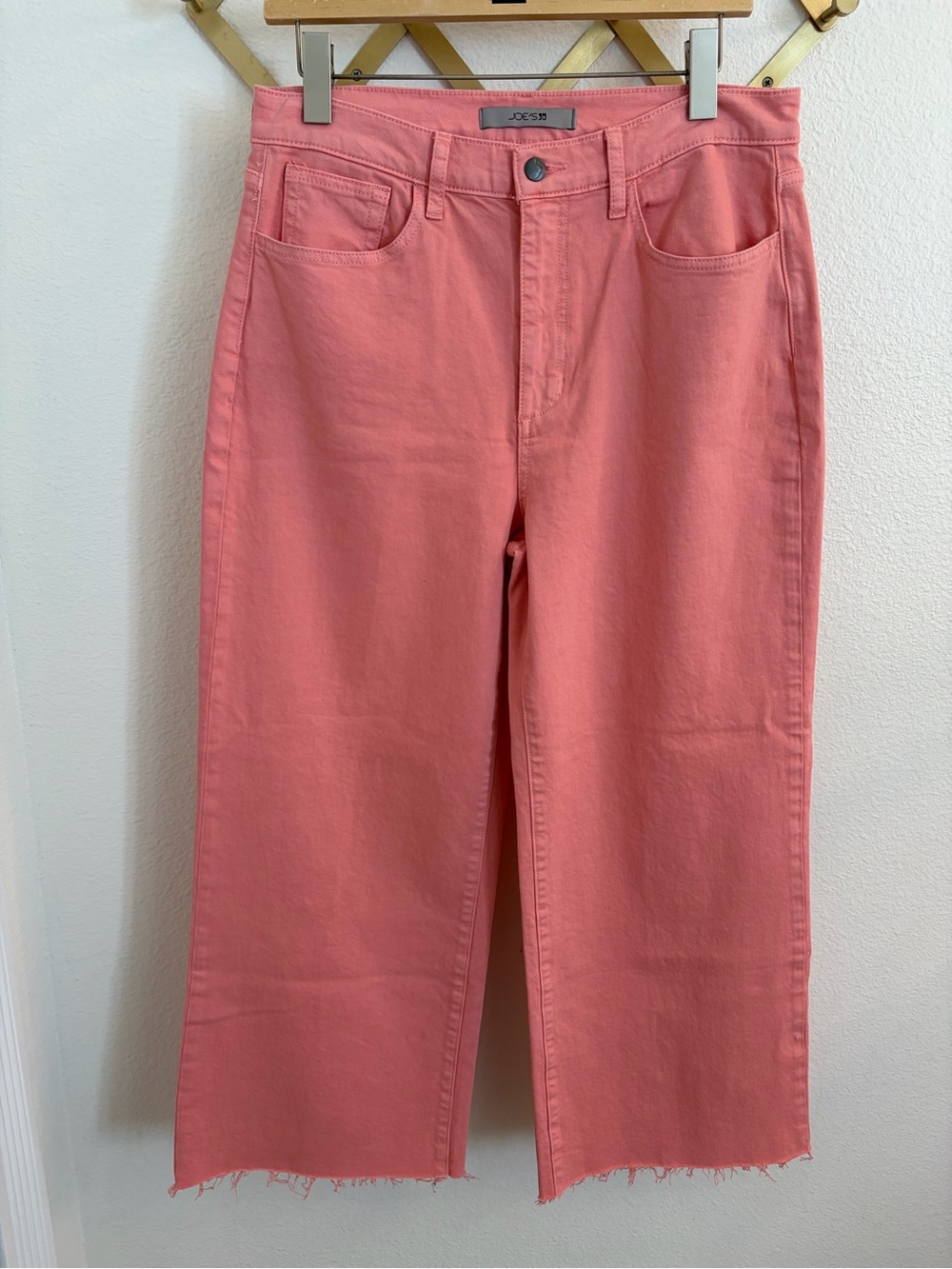 Joe's Jeans Rose Coral Ankle Cropped Wide Leg Jeans 31